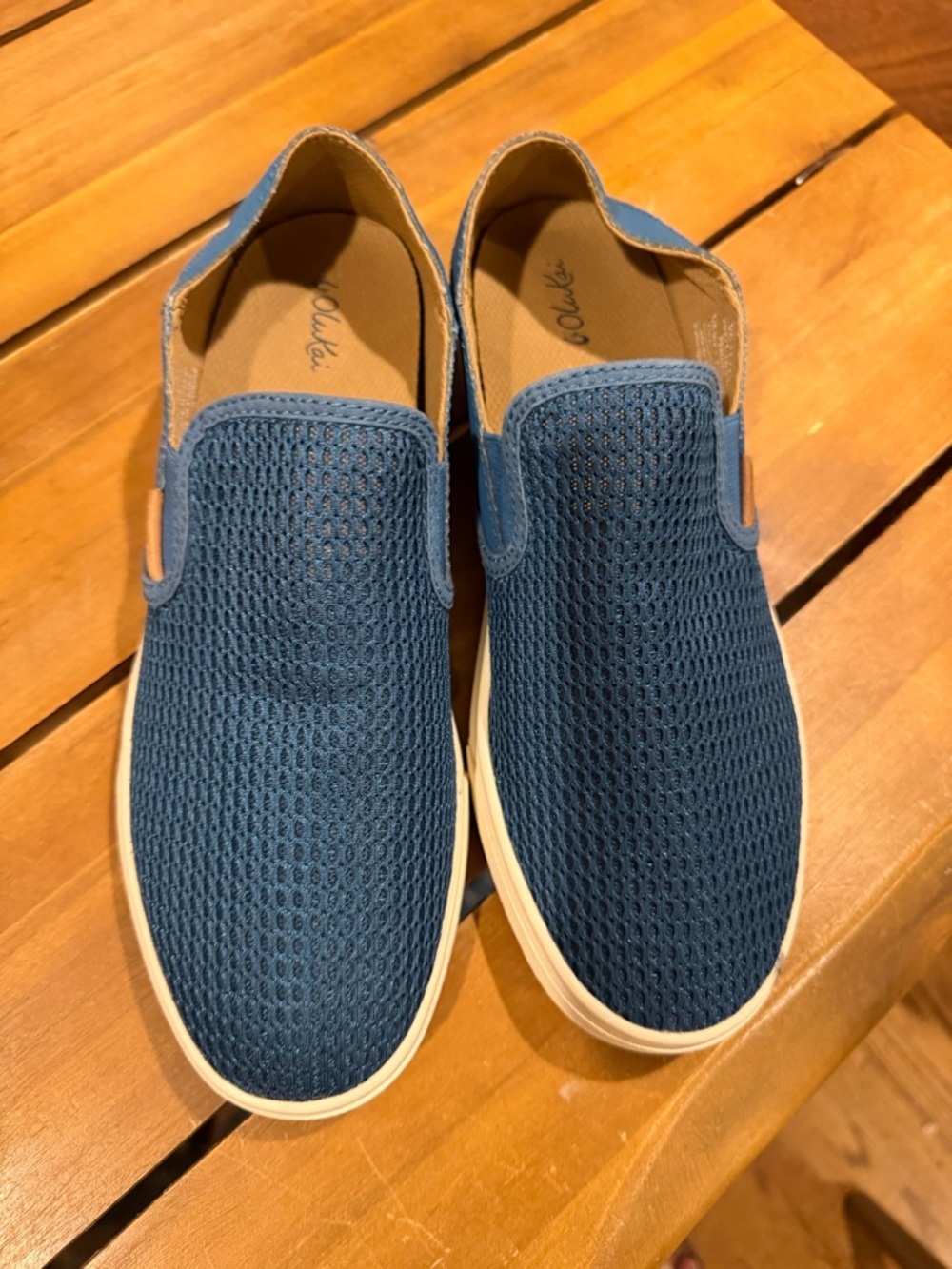 OluKai Navy Blue Mesh Slip-On Loafers